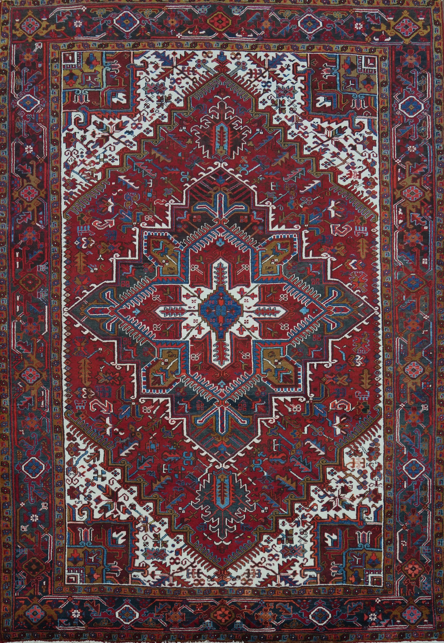 Red Geometric Heriz Serapi Persian Area Rug 7x10