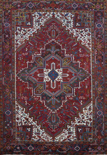 Red Geometric Heriz Serapi Persian Area Rug 7x10