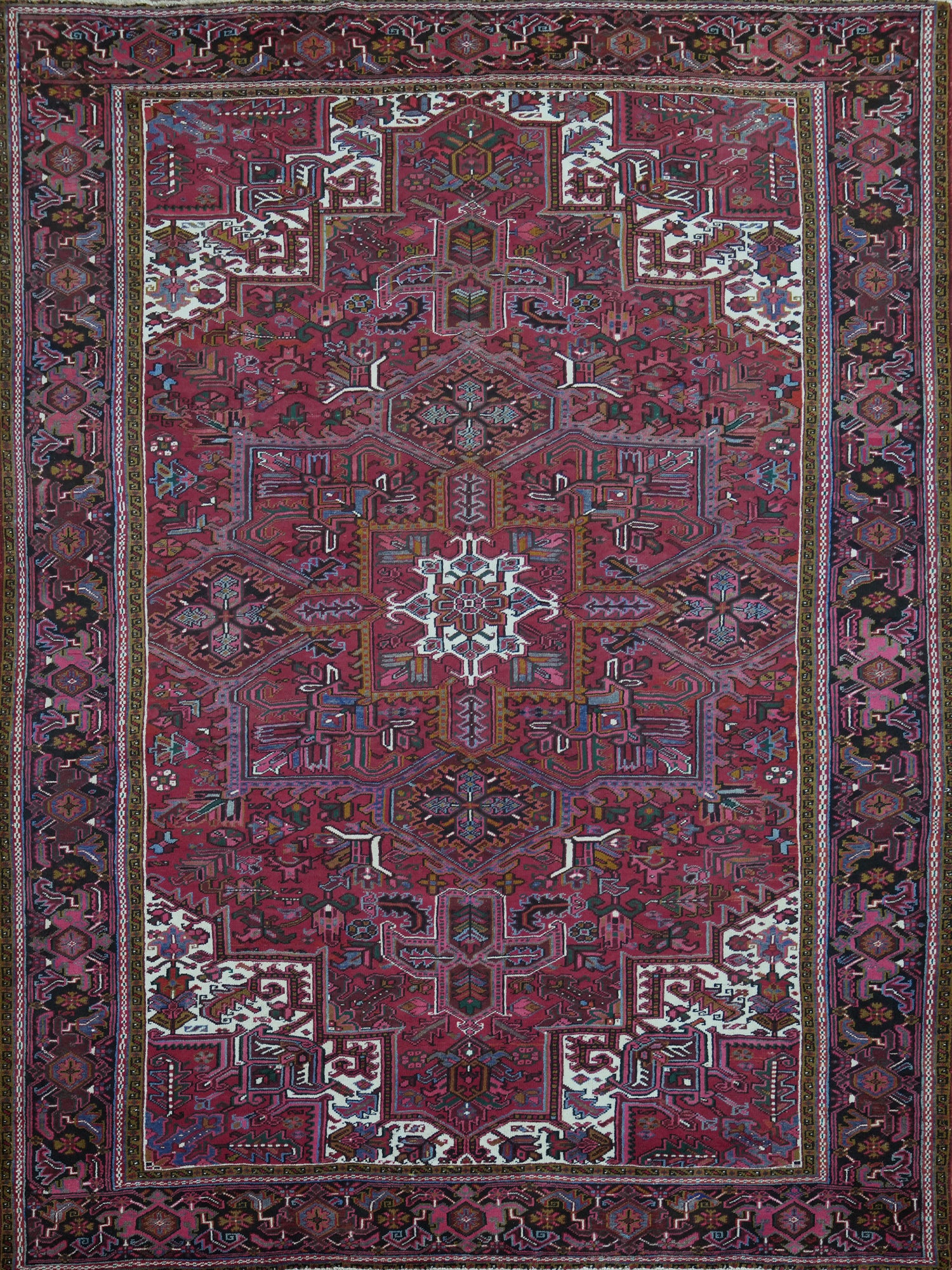 Geometric Wool Heriz Persian Area Rug 10x12