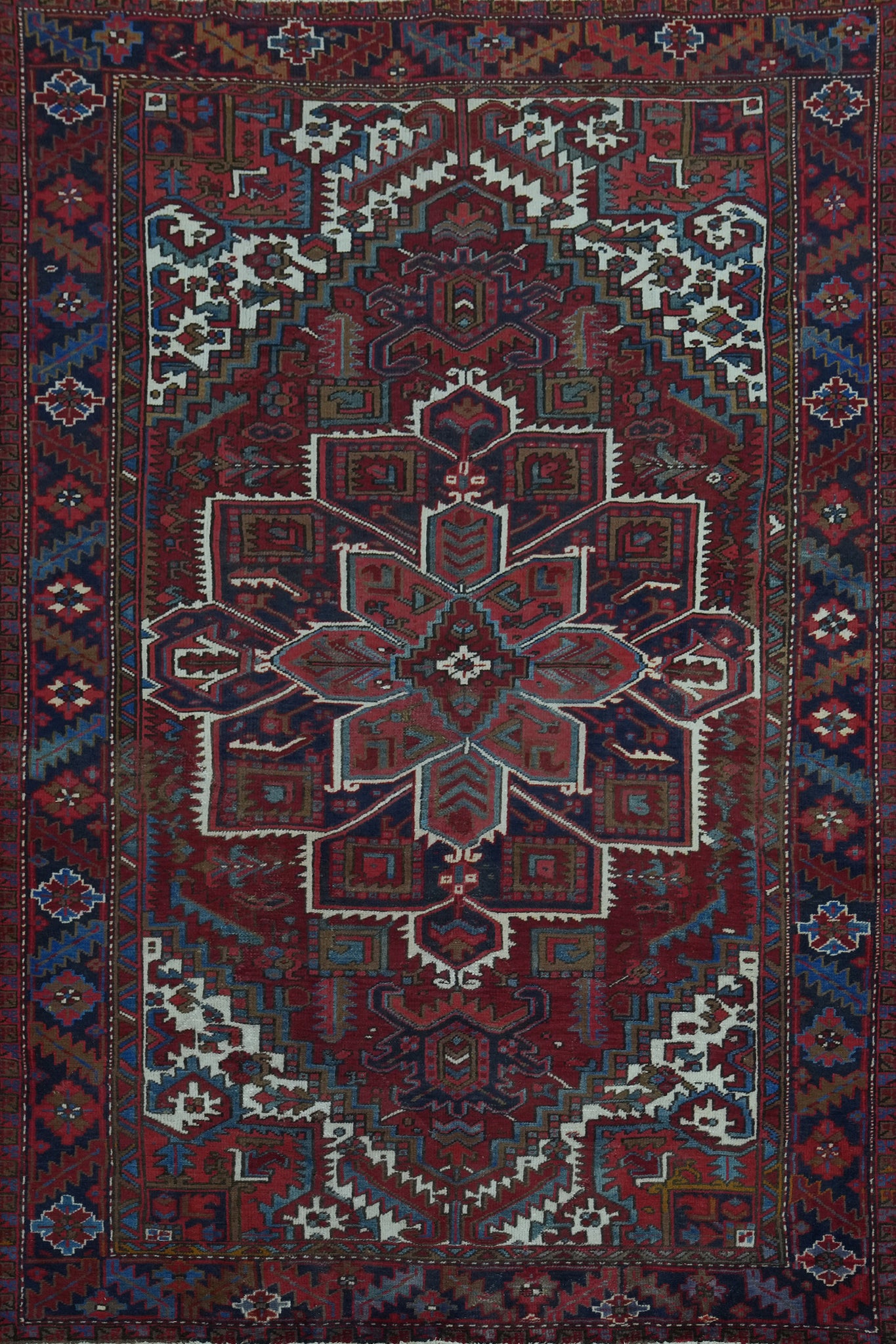 Red Wool Heriz Persian Area Rug 7x11