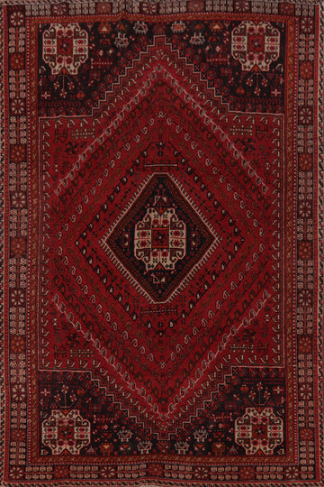 Red Vintage Wool Qashqai Persian Area Rug 6x9