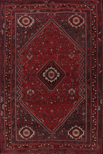 Red Tribal Wool Qashqai Persian Area Rug 7x10