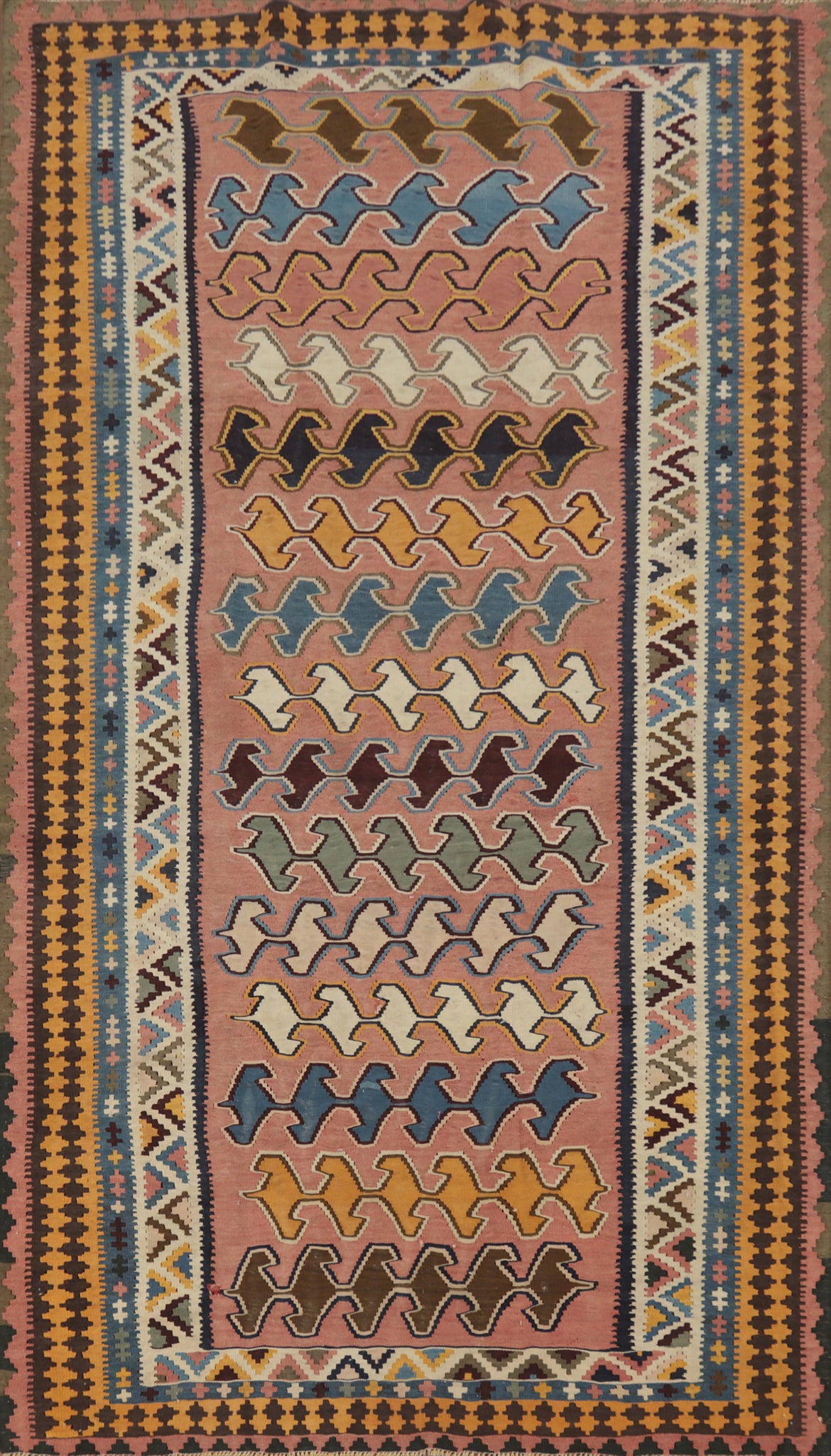 Vegetable Dye Kilim Qashqai Persian Area Rug 5x9
