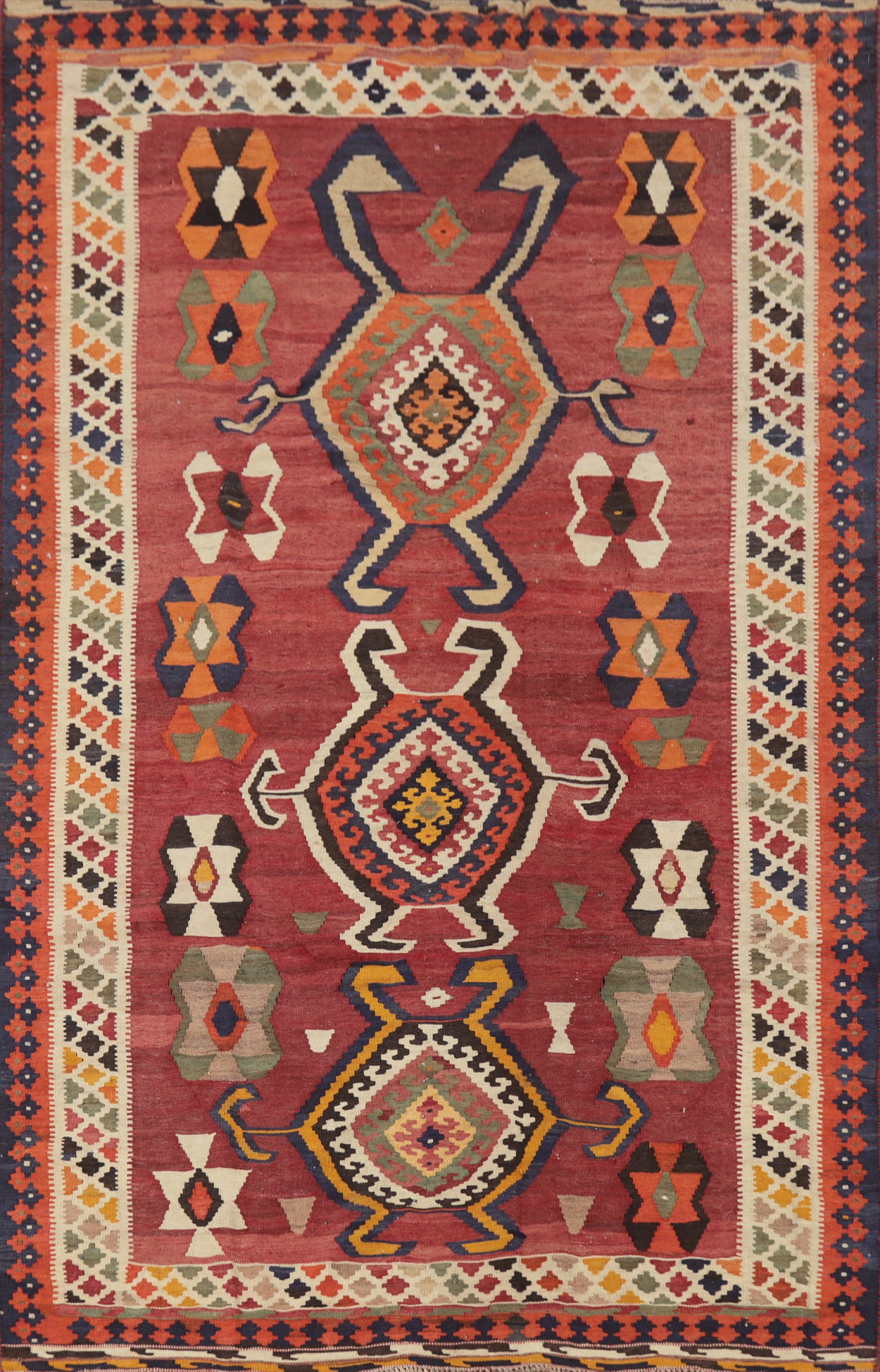 Vegetable Dye Kilim Qashqai Persian Area Rug 5x8