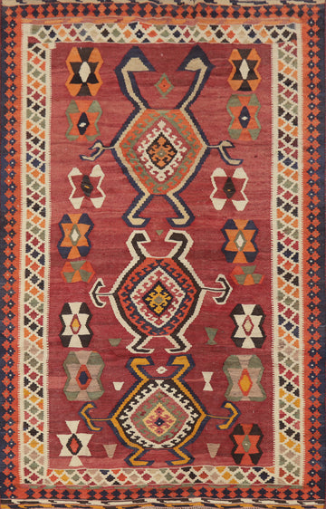 Vegetable Dye Kilim Qashqai Persian Area Rug 5x8
