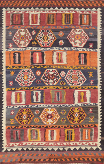 Vegetable Dye Kilim Qashqai Persian Area Rug 5x8