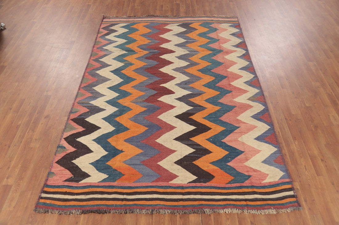 Vegetable Dye Kilim Qashqai Persian Area Rug 6x9