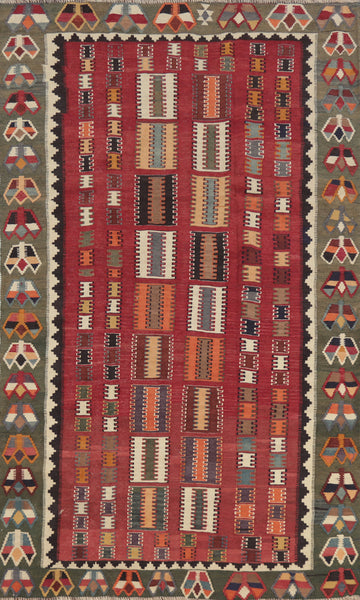 Vegetable Dye Kilim Qashqai Persian Area Rug 5x8