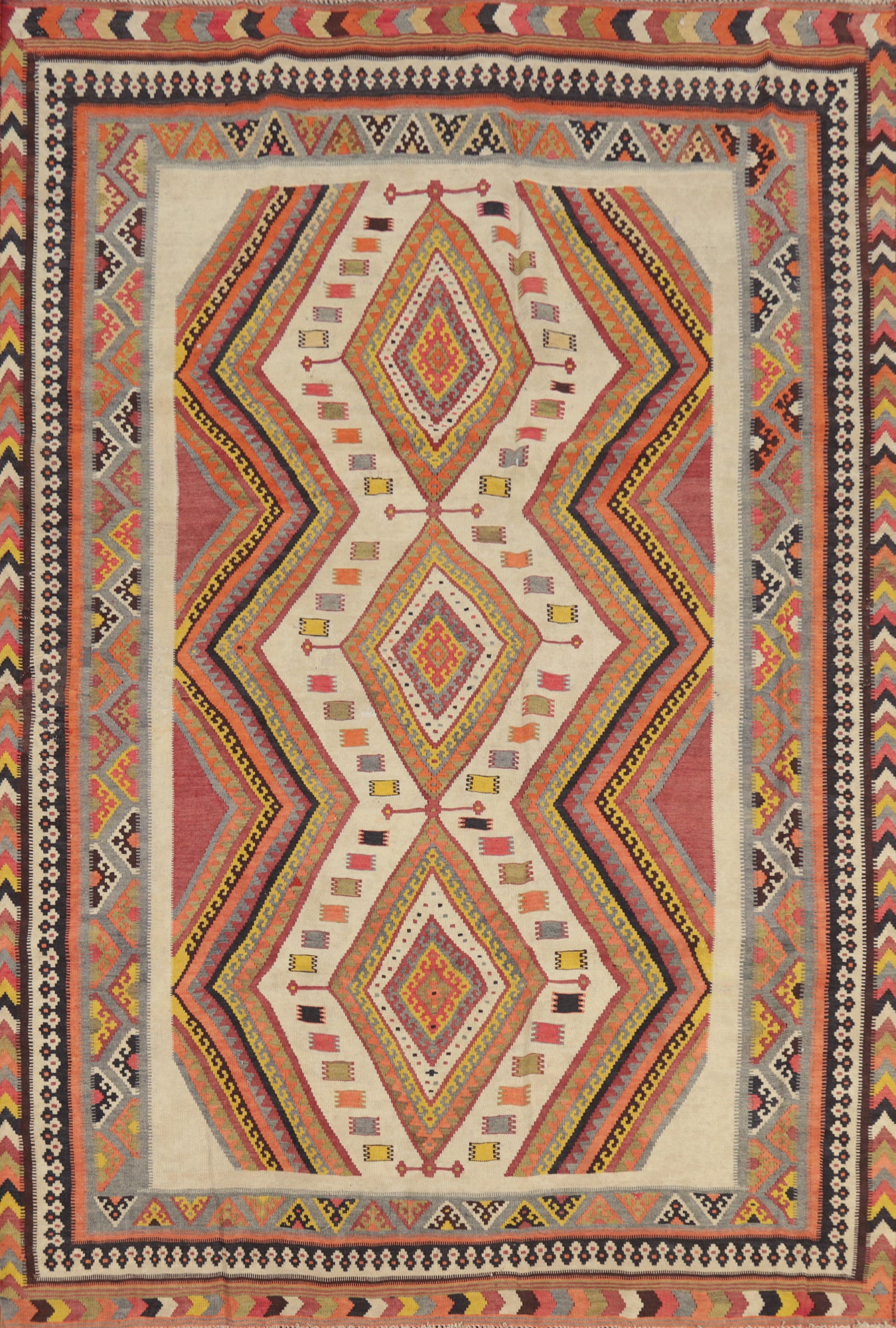 Vegetable Dye Kilim Qashqai Persian Rug 5x7