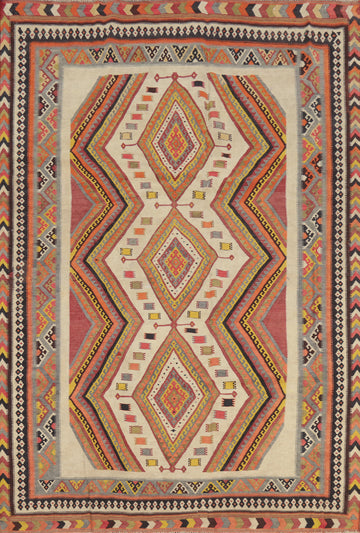 Vegetable Dye Kilim Qashqai Persian Rug 5x7