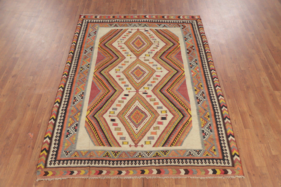Vegetable Dye Kilim Qashqai Persian Rug 5x7