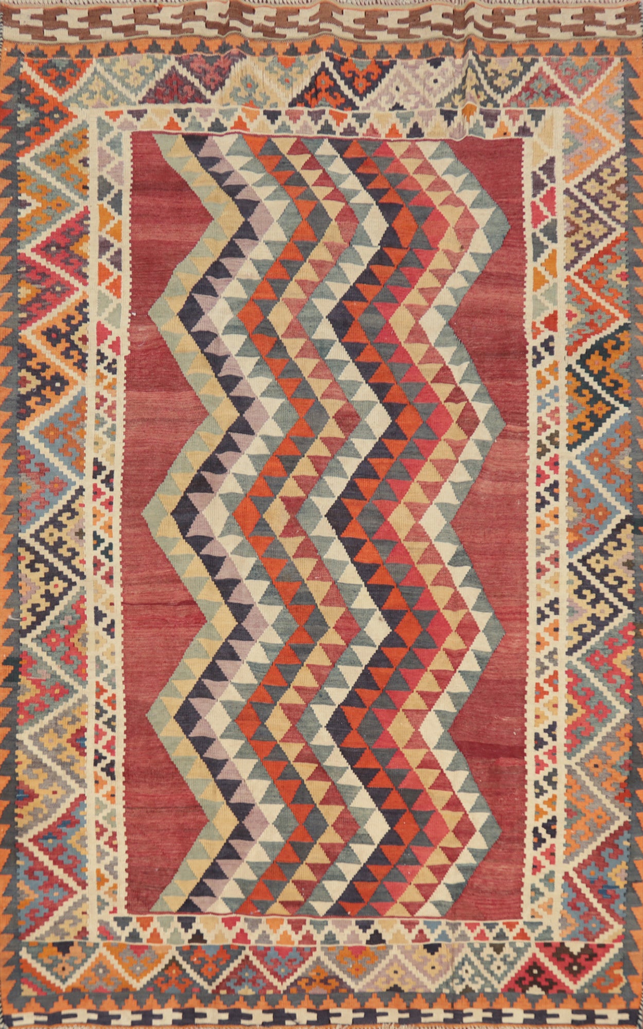 Vegetable Dye Kilim Qashqai Persian Rug 5x7