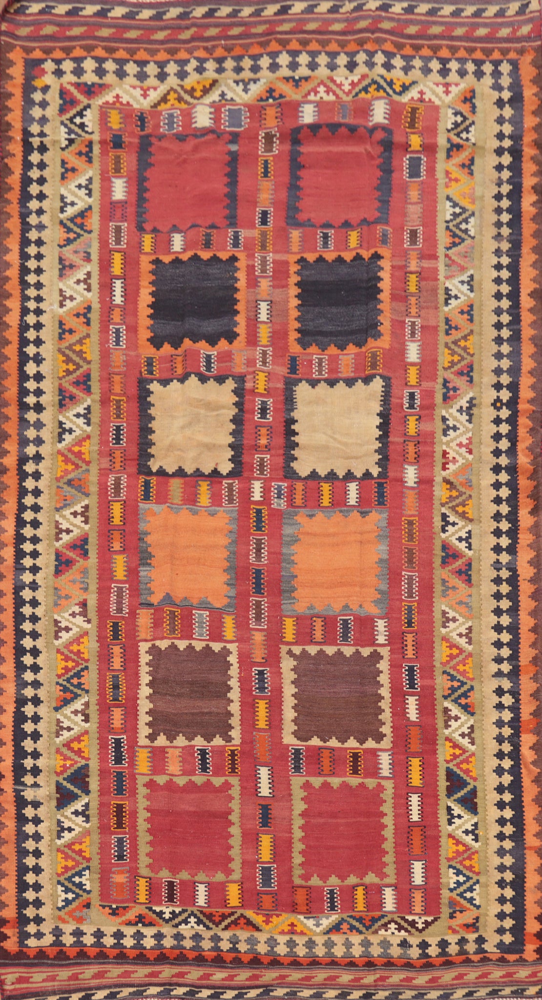 Vegetable Dye Kilim Qashqai Persian Area Rug 5x9