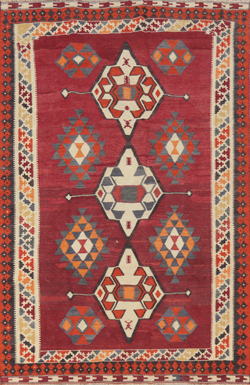 Vegetable Dye Kilim Qashqai Persian Area Rug 5x8