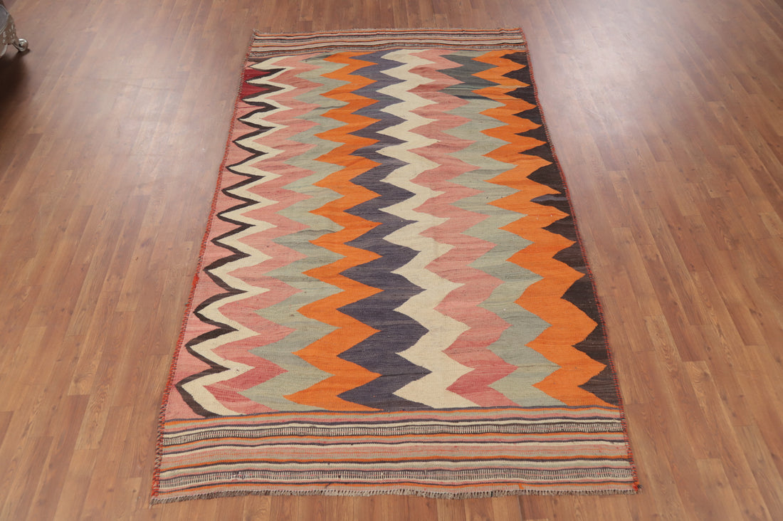 Vegetable Dye Kilim Qashqai Persian Area Rug 5x9
