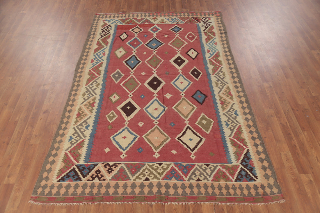 Vegetable Dye Kilim Qashqai Persian Area Rug 6x9