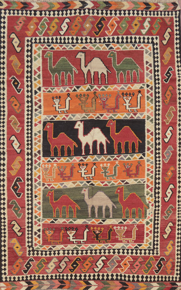 Vegetable Dye Kilim Qashqai Persian Area Rug 5x8