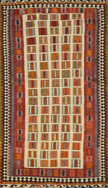 Vegetable Dye Kilim Qashqai Persian Area Rug 5x9