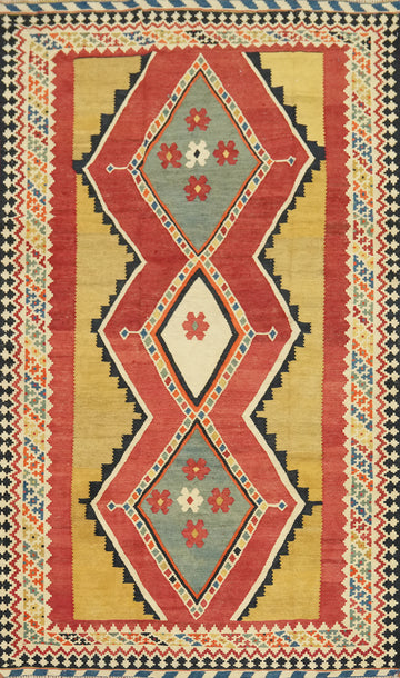 Vegetable Dye Kilim Qashqai Persian Area Rug 5x8