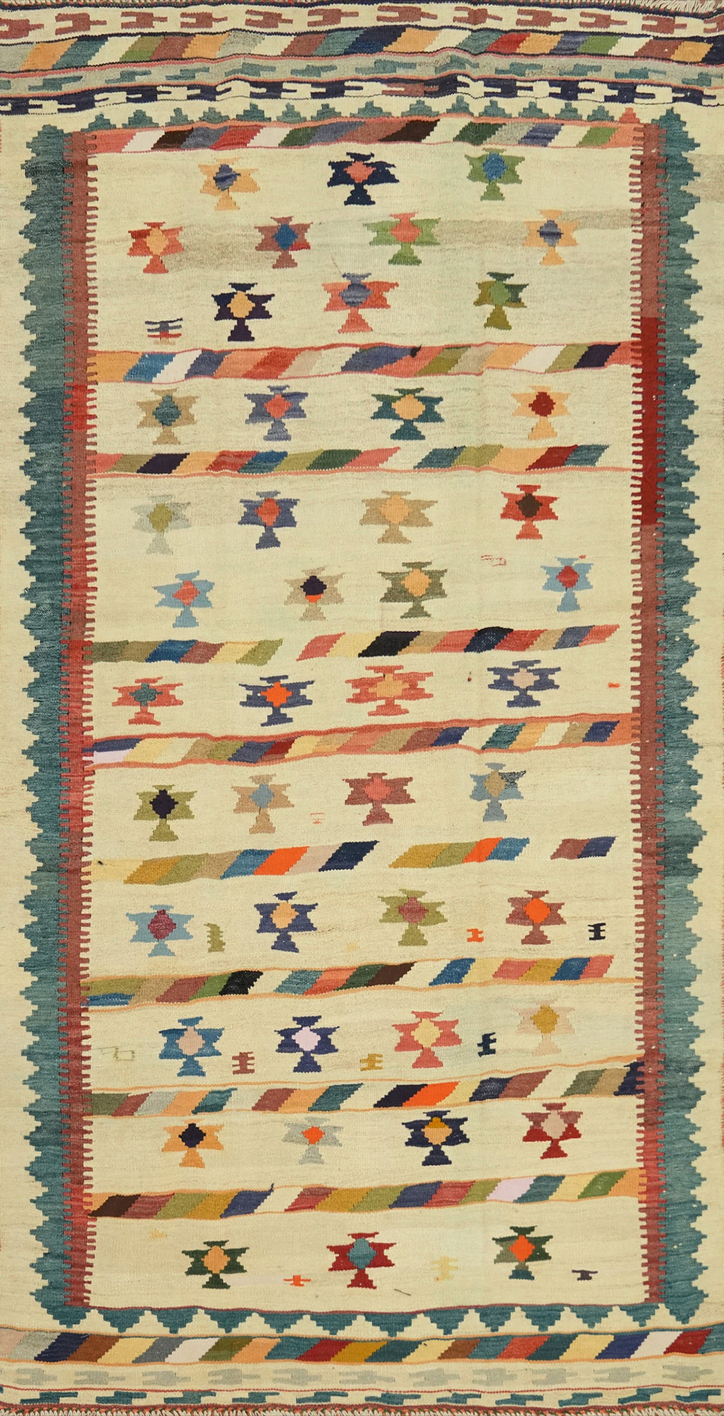 Vegetable Dye Kilim Qashqai Persian Area Rug 5x9