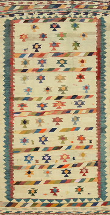 Vegetable Dye Kilim Qashqai Persian Area Rug 5x9