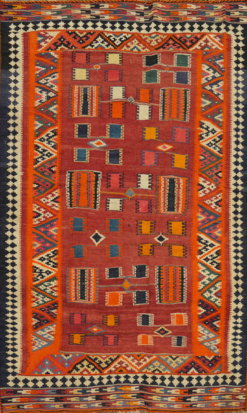 Vegetable Dye Kilim Qashqai Persian Area Rug 5x9