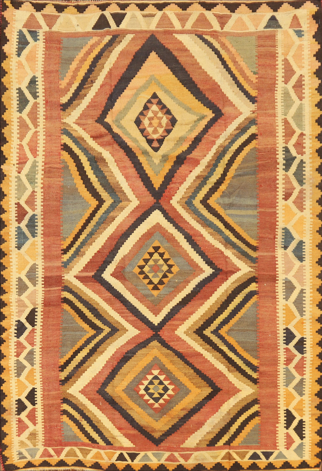 Vegetable Dye Kilim Qashqai Persian Rug 5x7