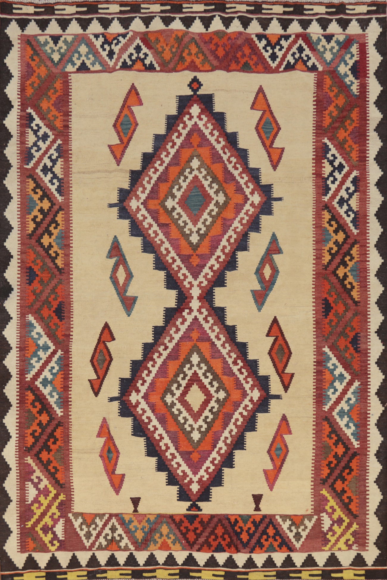 Vegetable Dye Kilim Qashqai Persian Area Rug 5x8