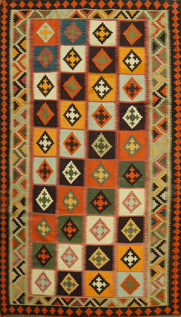 Vegetable Dye Kilim Qashqai Persian Area Rug 5x9
