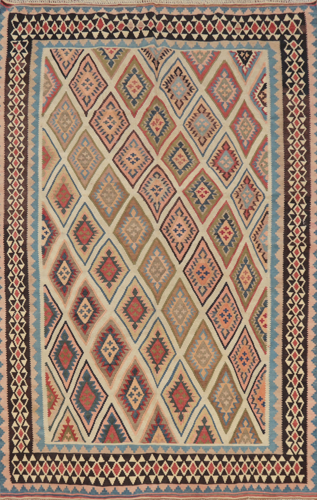 Antique Vegetable Dye Kilim Qashqai Persian Rug 4x7