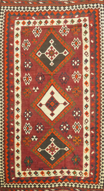 Vegetable Dye Kilim Qashqai Persian Area Rug 5x10