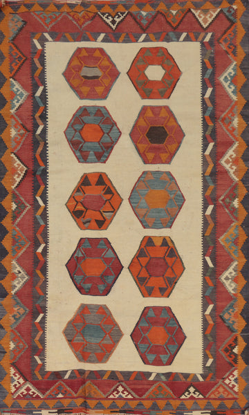 Vegetable Dye Kilim Qashqai Persian Area Rug 5x8