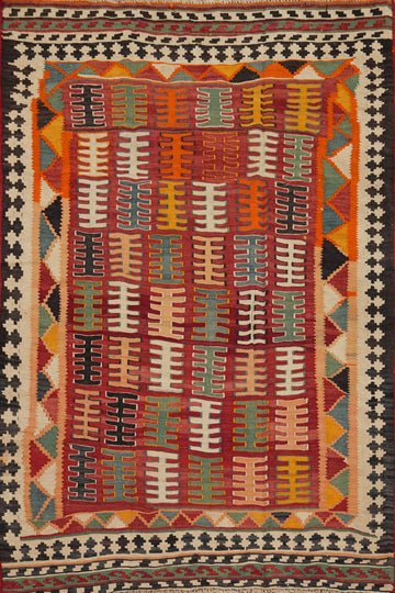 Vegetable Dye Kilim Qashqai Persian Rug 4x7