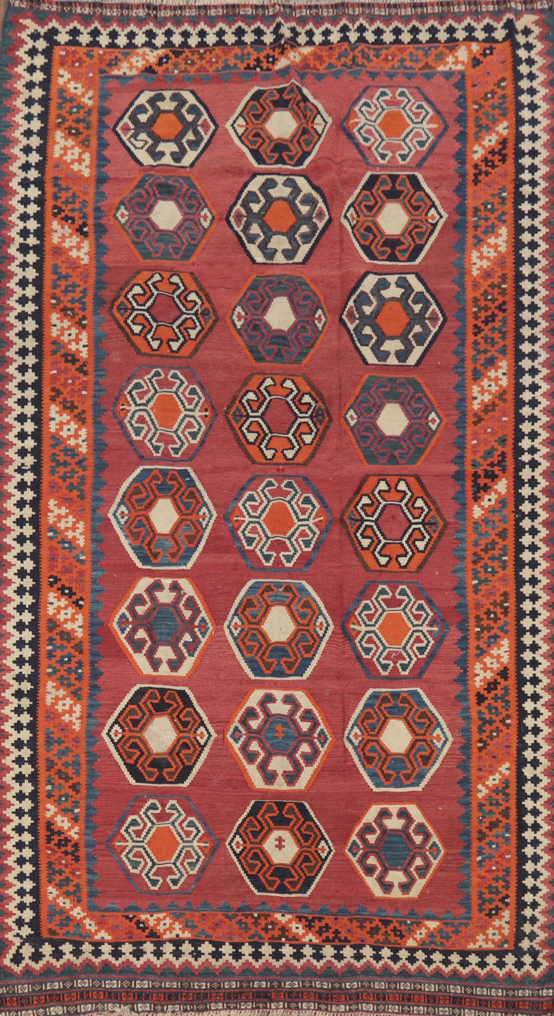 Vegetable Dye Kilim Qashqai Persian Area Rug 5x10