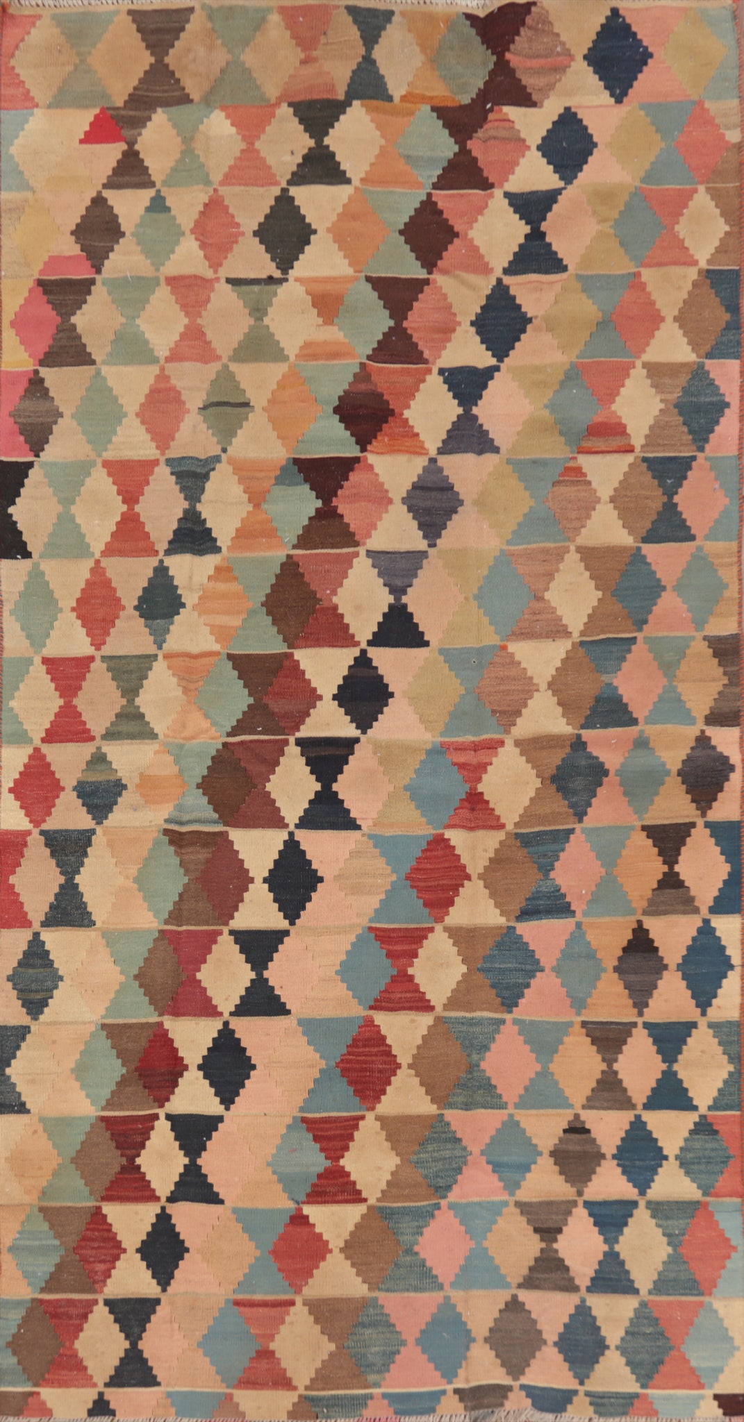 Vegetable Dye Kilim Qashqai Persian Runner Rug 4x9