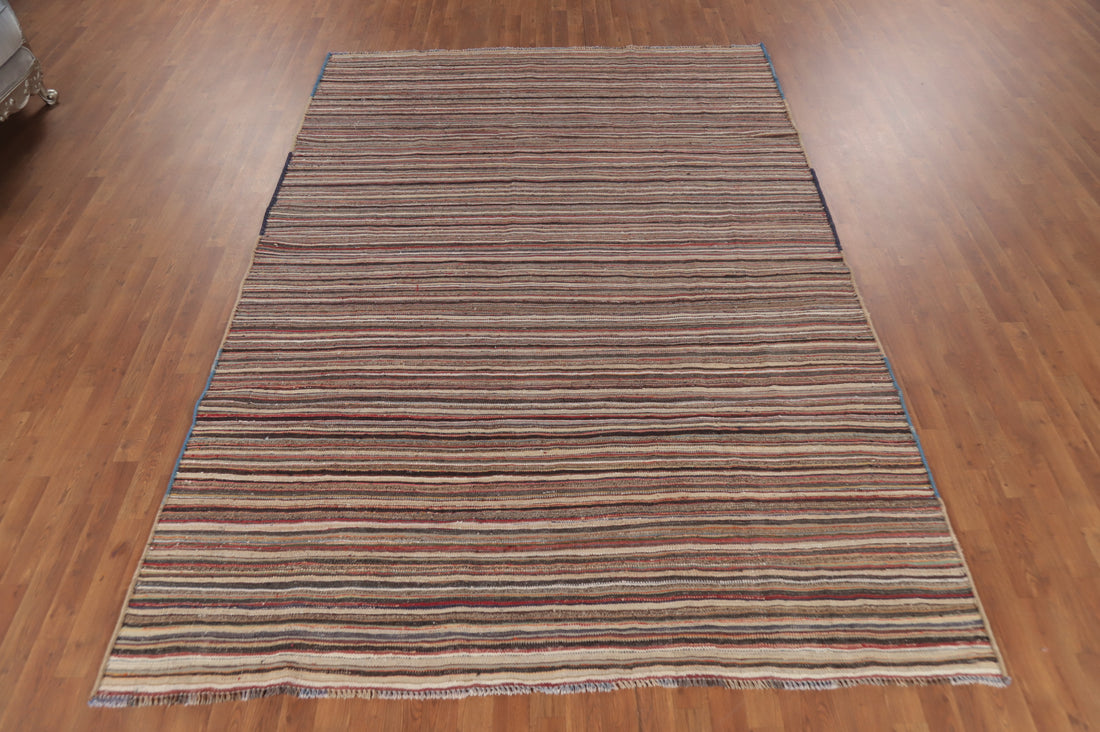 Vegetable Dye Striped Kilim Persian Area Rug 7x10