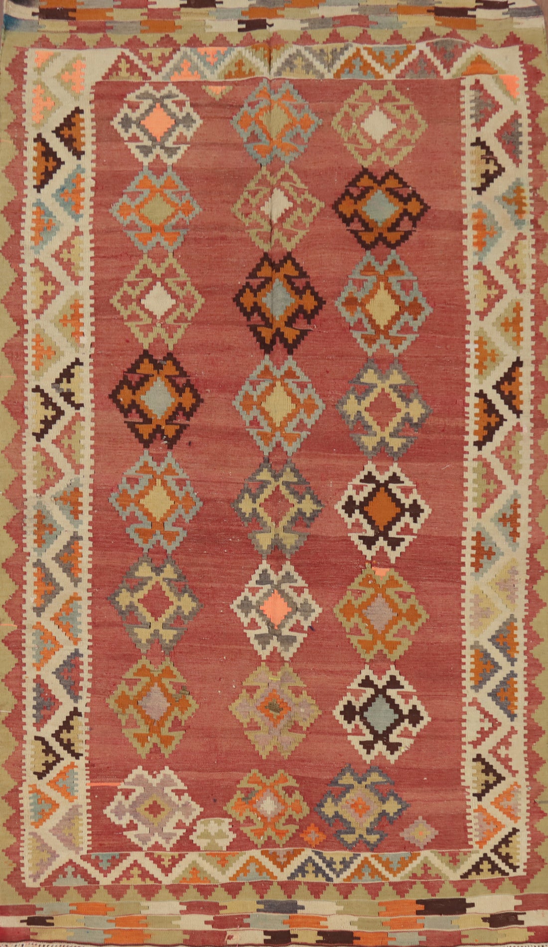 Vegetable Dye Wool Kilim Qashqai Persian Rug 4x7