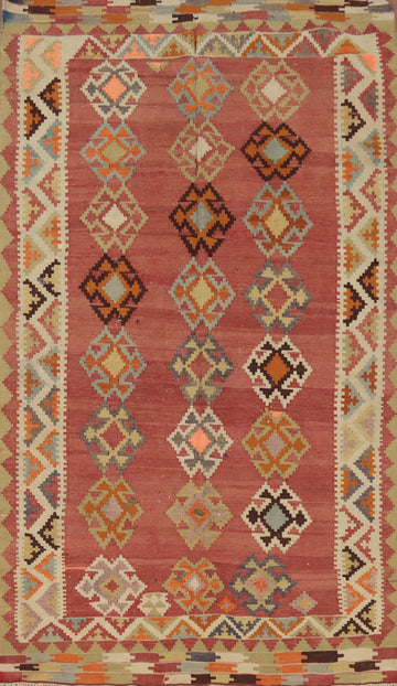 Vegetable Dye Wool Kilim Qashqai Persian Rug 4x7