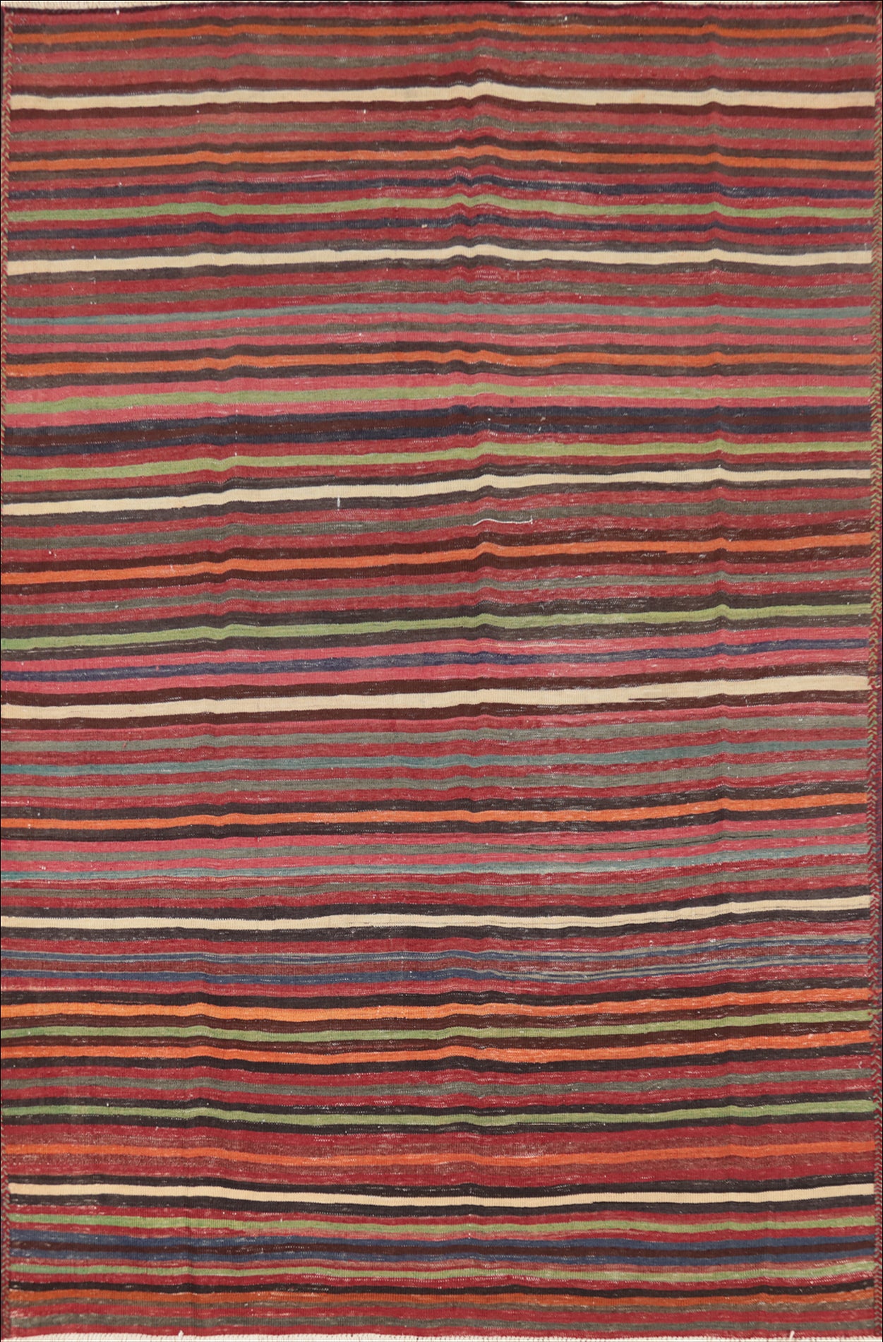 Vegetable Dye Striped Kilim Qashqai Persian Area Rug 6x9