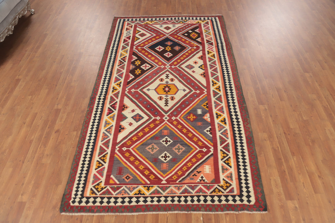 Vegetable Dye Kilim Qashqai Persian Area Rug 5x10