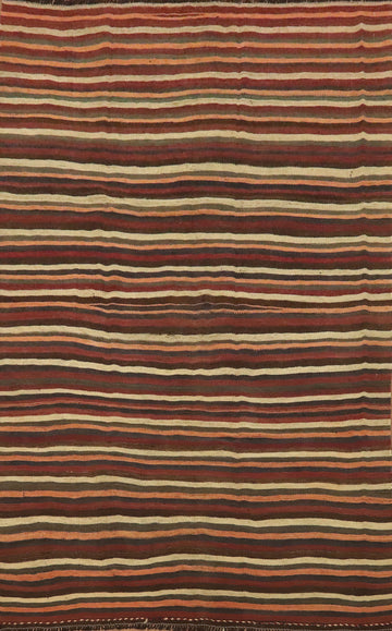 Vegetable Dye Striped Kilim Persian Area Rug 5x8