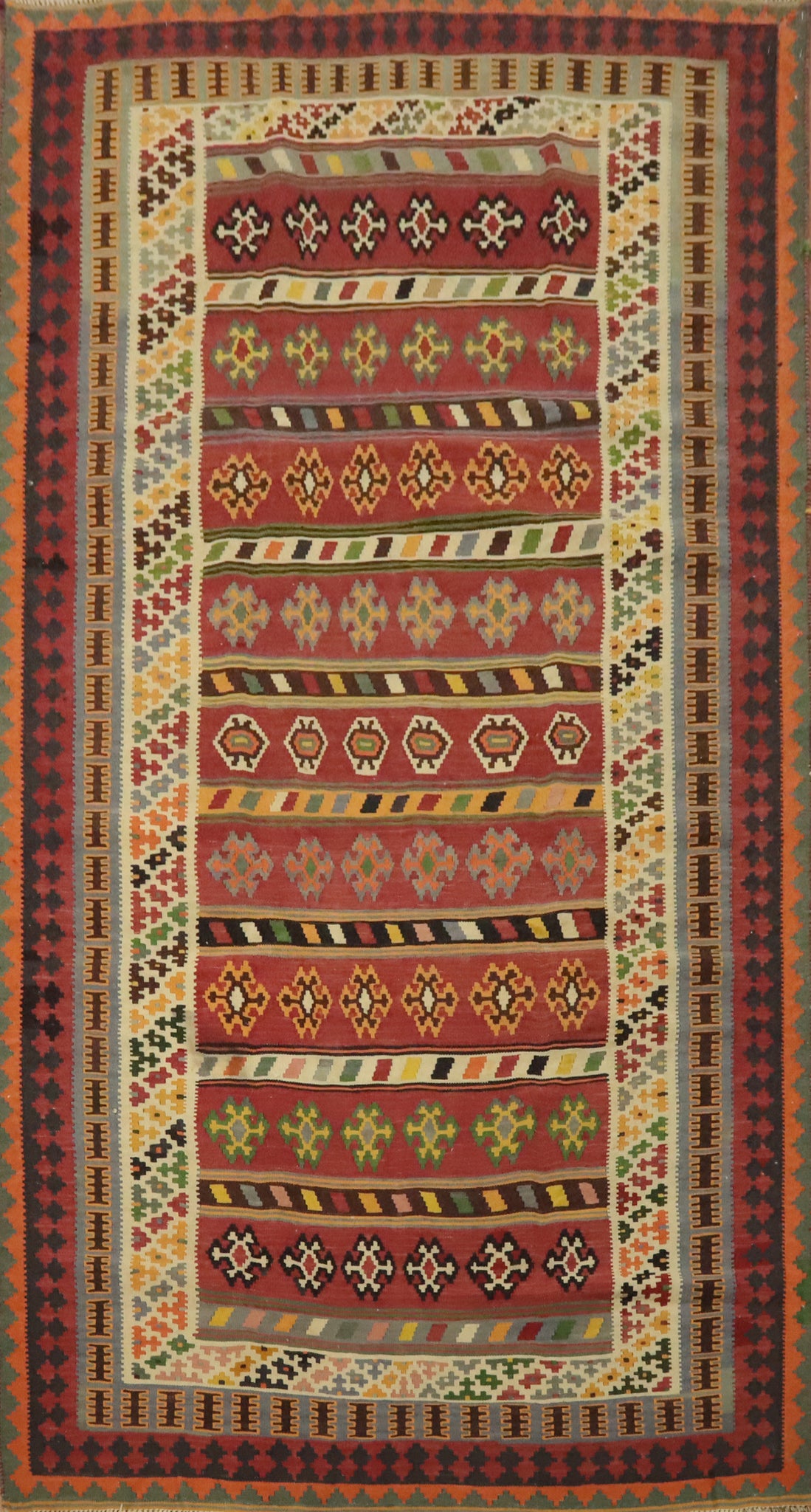 Vegetable Dye Kilim Qashqai Persian Area Rug 5x9