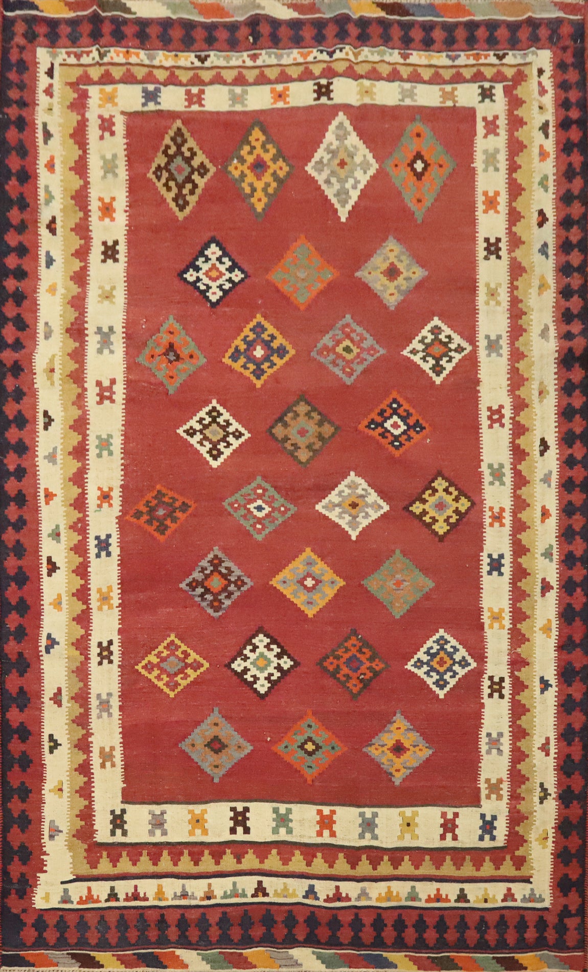 Vegetable Dye Kilim Qashqai Persian Area Rug 5x9