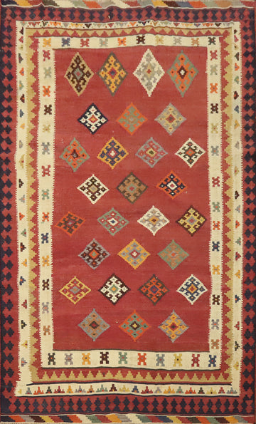 Vegetable Dye Kilim Qashqai Persian Area Rug 5x9