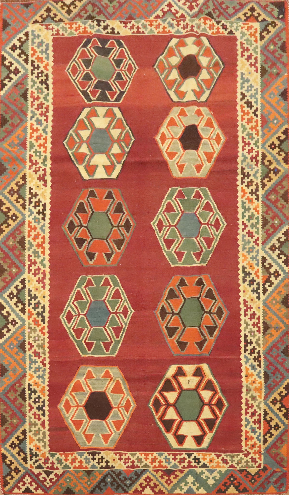 Vegetable Dye Kilim Qashqai Persian Rug 4x7