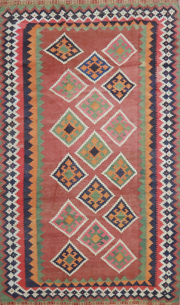 Vegetable Dye Kilim Qashqai Persian Rug 4x8