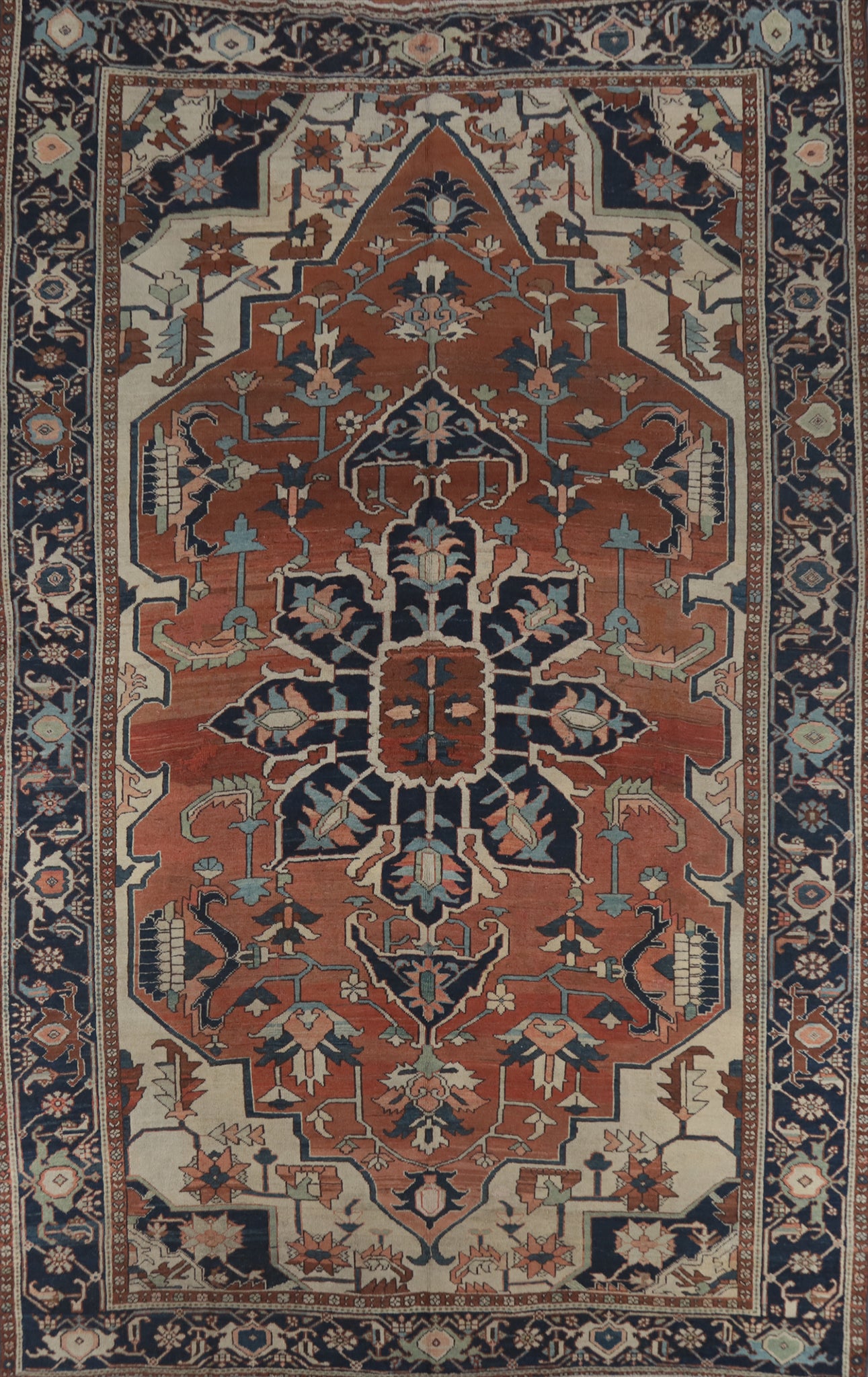 Pre-1900 Vegetable Dye Heriz Serapi Persian Area Rug 9x13