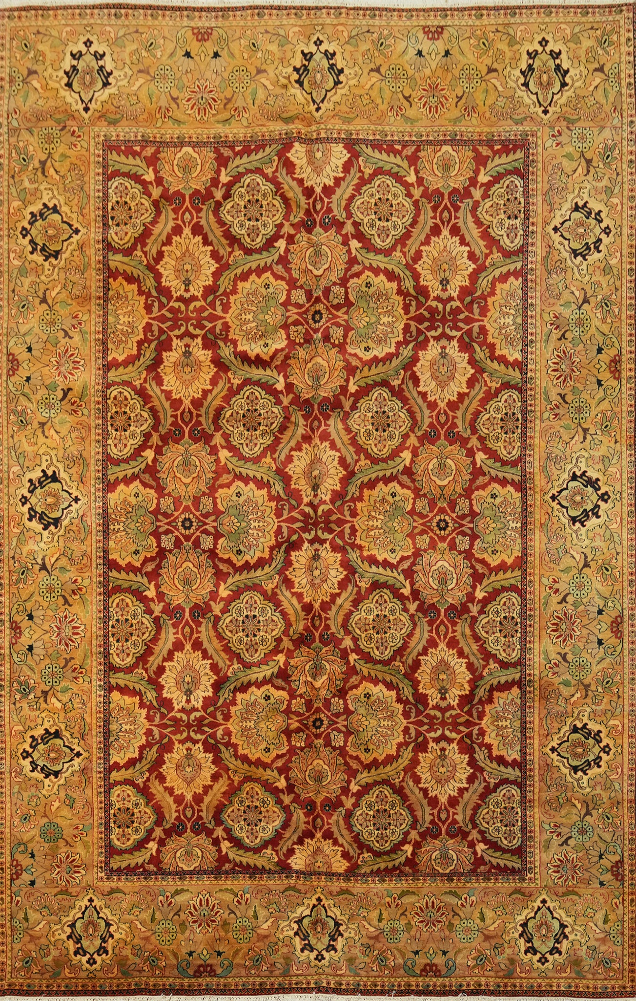 Vegetable Dye Floral Tabriz Oriental Area Rug 9x13