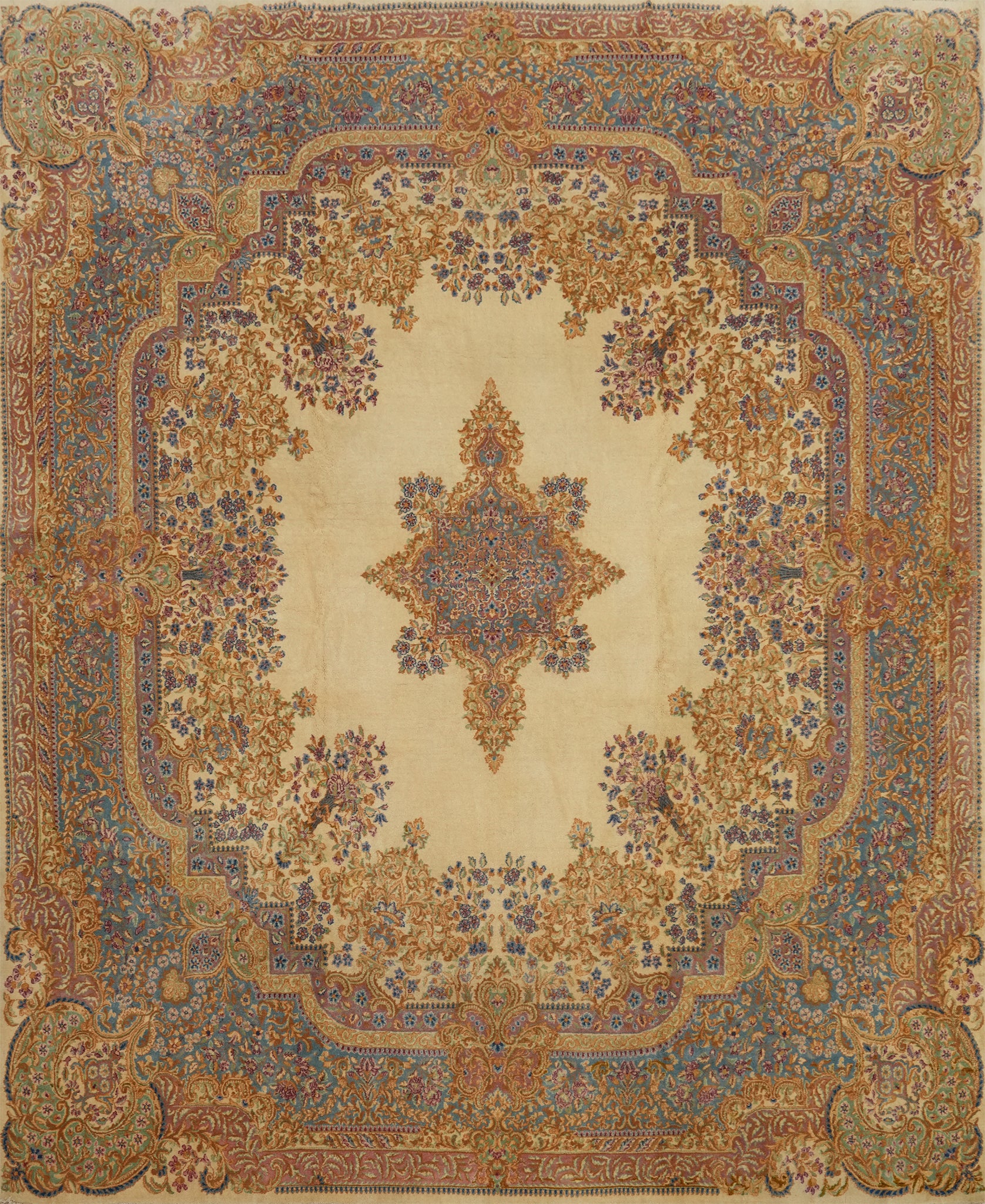Vegetable Dye Kerman Persian Large Rug 12x12