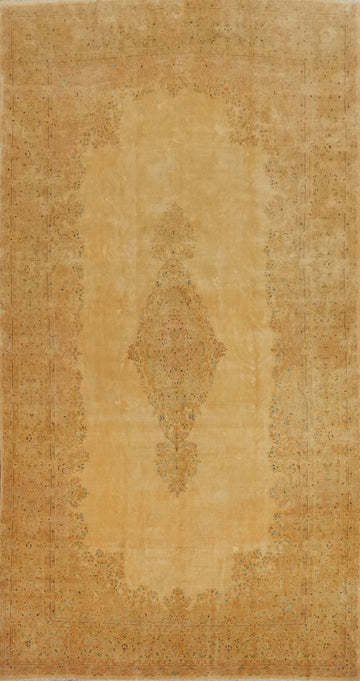 Vegetable Dye Gold Kerman Persian Large Rug 9x19